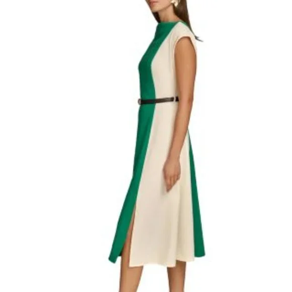 Donna Karan Belted A Line Crepe Dress - Picture 4 of 7